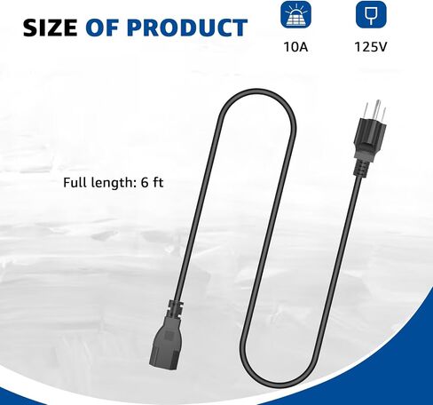 سلك طاقة تيار متردد بديل بطول 6 أقدام و3 شقوق لكابل EF EcoFlow Delta Pro/Delta 2 Max/Delta 2/River 2 Pro Max/River 2 Pro/River 2-10A 125V in Kuwait