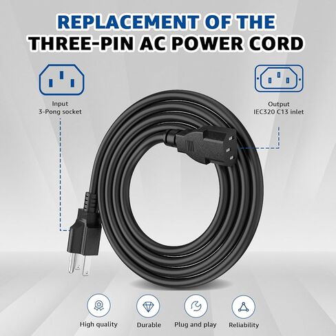 سلك طاقة تيار متردد بديل بطول 6 أقدام و3 شقوق لكابل EF EcoFlow Delta Pro/Delta 2 Max/Delta 2/River 2 Pro Max/River 2 Pro/River 2-10A 125V in Kuwait