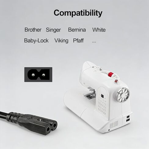 10 ft Sewing Machine Power Cord Replacement for Brother, Singer, Baby-Lock, Pfaff, Viking - AC Cable Accessories in Kuwait