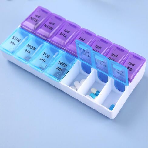 Pill Organizer 14 Grid Compartments Pill Holder Portable Medicine Container Case, Daily Weekly Medication Organizer in Saudi Arabia