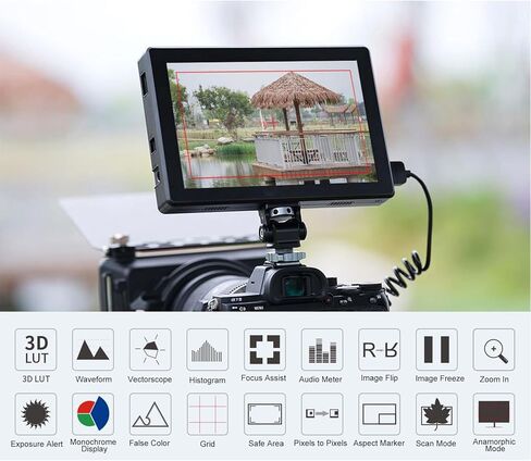 7 Inch Camera Monitor, 2000NIT Ultra Bright Touchscreen with Aluminum Alloy Frame, for Photography and Cinematic Color Grading in Kuwait