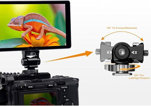 Portable DSLR Monitor, Field Monitor with Battery, 1200nit 332g, 6" 1920 x 1080, Waveform, Peaking, HDR 3D LUT, for Video Assisting in Kuwait