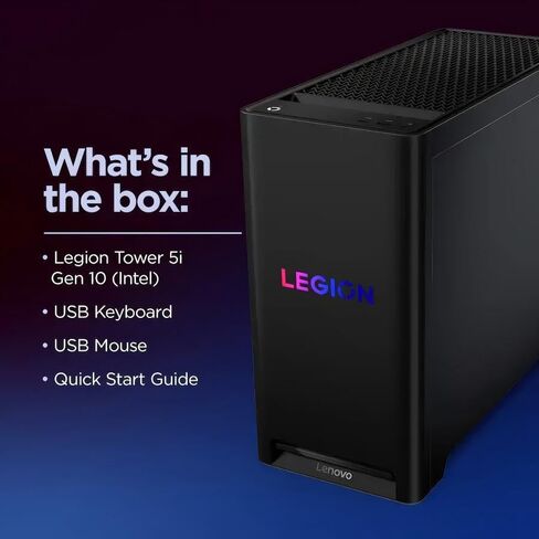 كمبيوتر مكتبي للألعاب Lenovo Legion Tower 5i Gen 10، Intel 20-Core Ultra 7 265F (يصل إلى 5.20 جيجاهرتز)، 64 جيجابايت DDR5، 2 تيرابايت SSD، NVIDIA GeForce RTX 5070 12GB GDDR7، 850W PSU، Wi-Fi 6E، Windows 11 Pro، مع الملحقات in Kuwait