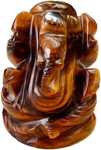 Myhealingworld Natural Tiger Eye Stone Ganesha Statue Pocket Ganesh Statue, Ganesh Statue for Car Dash Board, Handcarved Tiger Eye Ganesh Statue. in Saudi Arabia