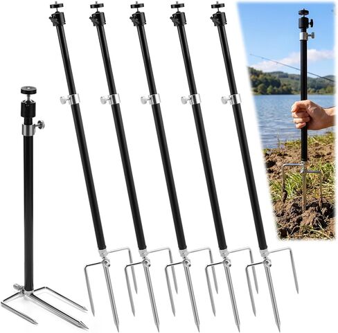 Moxweyeni 6 Pack Game & Trail Camera Mount، 360 درجة قابل للتعديل عالمي 1/4 بوصة - 20 (6 مم) حامل خيط، حامل أرضي لكاميرا Trail للكاميرات والألواح الشمسية in Kuwait