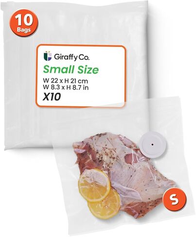 Reusable Vacuum Sealer Bags for Food, XL 10 Pack (33 x 38 cm / 13 x 15 in) – BPA‐Free, Leak‐Proof Zip Bags with Air Valve, Freezer & Sous Vide Safe, Works with Handheld Sealers in Saudi Arabia
