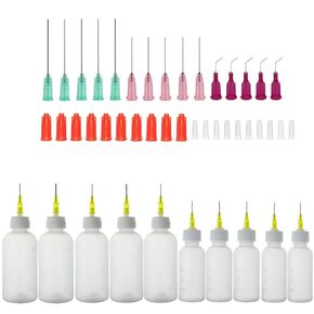 10Pcs Syringe Bottle with 15Pcs Dispensing Needles and 20Pcs Cap (30ml+50ml) Works for Precisely Delivery Grease,Oil Dispensing,Liquid Glue and Ink
