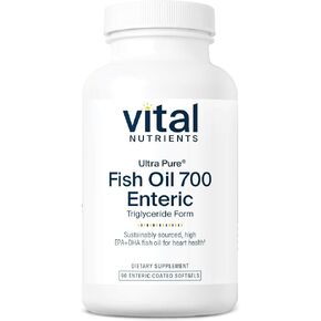 Vital Nutrients Ultra Pure® Fish Oil 700 Enteric Coated | Heart, Brain, Immune Health* | Sustainably Sourced High EPA & DHA Omega-3 Fatty Acid | Vanilla Flavor | Gluten, Dairy, Soy Free | 90 Count