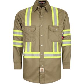 BOCOMAL FR Hi-Vis Shirts Lightweight Type O Class 1 High Visibility Flame Resistant/Fire Retardant Refective Safety Shirt