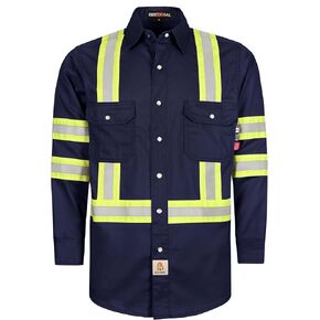 BOCOMAL FR Hi-Vis Shirts Lightweight Type O Class 1 High Visibility Flame Resistant/Fire Retardant Refective Safety Shirt