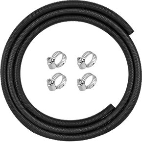 5/16 Fuel Line Hose - 7 FT Fuel Hose for Small Gas Engines and Generators, NBR Rubber Gasoline Tube with 4 Fuel Hose Clamps