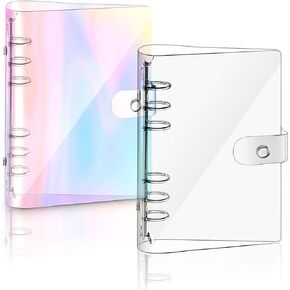 2 PCS A5 Rainbow Soft PVC Notebook Binder, Refillable Paper PVC Binder, Clear Soft PVC Notebook Cover, Loose Leaf Personal Planner Binder (A5)