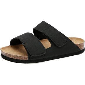 Women Cork Slide Sandals, Adjustable Hook Loop, Comfortable Slip-on Summer Flat Sandals For Women