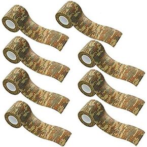 8 Rolls 2" x 15' Outdoor Protective Camouflage Wrap Tapes Camping Accessories Camo Stretch Bandages