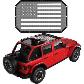 RT-TCZ for Wrangler JK Front Top Shade, American Flag Bikini Top for Jeep Wrangler 2007-2017 JK JKU Sunshade Mesh