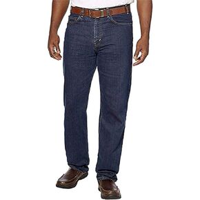 Kirkland Signature Men's 5-Pocket Jeans, Relaxed Fit, 100% Cotton, Double-Seam Stitching, Dark Blue
