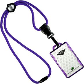 Specialist ID Detachable Lanyard and Identity Stronghold 2-Card RFID Blocking Badge Holder - 2 Sided/Blocks 13.56MHz Signal - Double Sided - Secure CAC PIV TWIC Card Holder (Black)