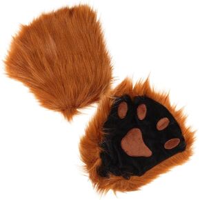 GALPADA Hairy Wolf Claws Gloves - 1 Pair Fingerless Wolf Paw Gloves Furry Faux Fur Animal Fox Cat Paws Gloves Mitten Cosplay Festival Carnival Party Props for Kids Adults