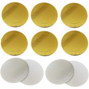 Disposable Round Cake Boards, Grease Proof 6" Circle Cake Base Cardboard Gold Silver Cake Plate Tray for Pizza Cake Decorating Stand (20 Pack, 6 inch)
