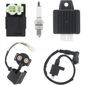 High Performance GY6 AC CDI Ignition Coil Voltage Regulator Relay Rectifier Spark plug Kit for 50cc 125cc 150cc ATV Quad Go Kart Moped Scooter, Motorcycle Ignition Rebuild Set