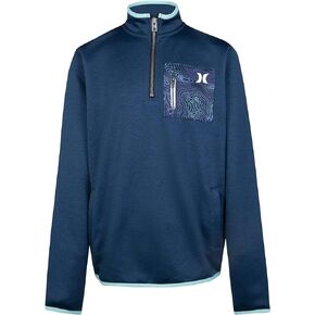 Hurley Boy's Dri-Fit Solar 1/2 Zip Hoodie (Little Kids) Night Force Heather 6 Little Kid