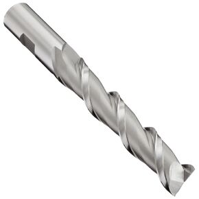 YG-1 - 19071 E1072 High Speed Steel (HSS) Square Nose End Mill, Extra Long Reach, Weldon Shank, Uncoated (Bright) Finish, 42 Deg Helix, 2 Flutes, 5" Overall Length, 0.5" Cutting Diameter, 0.5" Shank Diameter