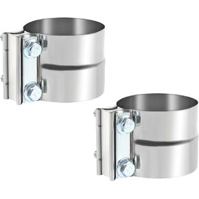 3.5 Inch (2Pcs) Exhaust Clamp,3 1/2 In Lap Joint Exhaust Band Clamp Sleeve Coupler Stainless Steel (2Pcs)