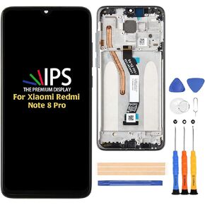 A-MIND for XiaoMi Redmi Note 8 Pro 6.53" Touch Screen Digitizer LCD Display Assembly Replacement Kits,with Screen Protector+Tools (Black with Frame)