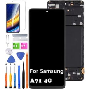 for Samsung A71 4G Screen Replacement with Frame INCELL for Samsung A715F A715F/DS A715W A715X LCD Display Touch Digitizer Assembly with Repair Part Tools (NOT for A71 5G,No Fingerprint Function)