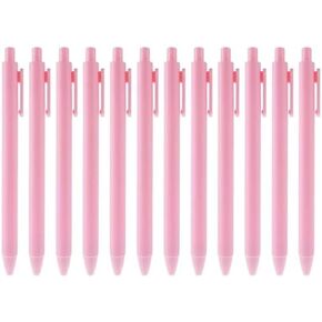 12Pcs Pink Retractable Gel Pens, Cute Pink Smooth Ink Pens Fine Point Ballpoint Pens 0.5 mm Point Black Ink Rollerball Pens for Office Supplies,Gel Ink Rollerball Pens,Office Products