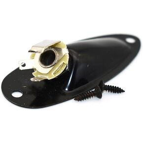 Guitar Input Jack Socket Output Jack Mono Loaded Boat Style 1/4 Inch with Screws for Fender Stratocaster Strat St Electric Guitar Replacement Parts (Black)
