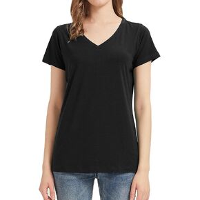 Women's Ultra-Soft Bamboo Viscose V-Neck T-Shirt Short Sleeve Trendy Fashion Casual Tops