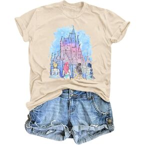 Magic Kingdom Shirts Castle T Shirts for Women Princess Castle Shirt Funny Vacation Trip Tee Casual Holiday Top