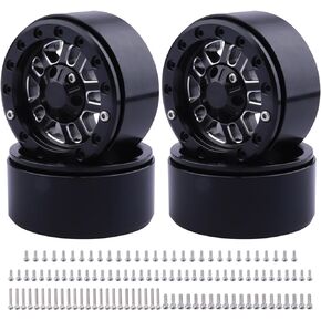 HobbyPark 1.9 Beadlock Wheels for TRX4 Axial SCX10 II III RR10 Wraith Redcat Gen 8 Gen 7 RC4WD 1/10 Scale RC Crawler Car (Black Ring)