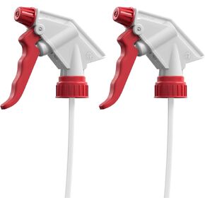 Bar5F 2pk Replacement Trigger Sprayers for 16oz, 24oz or 32oz Bottles, Water and Chemical Resistant (2-Pack, SPM-Series (Red))