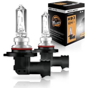 9005 HB3 Halogen Car Headlight Bulb, Super White Light, P20d 12V/60W, IP67, 9005 - High Performance Extra White Halogen Headlight Bulb, Fog Replacement Bulb (2 Pack)