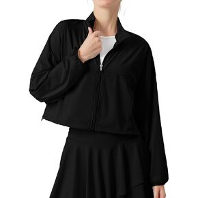 altiland Women's Sun Protection Cropped Zip Up Jackets for Athletic Workout Running