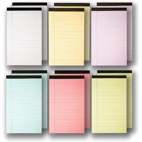 OtherSTUFF Lined PREMIUM Writing Legal Pads 8.5 x 14 Inch, Perforated, Legal Ruled – 12 Pack (50 Sheet Pads), White, Canary, Orchid, Blue, Pink & Green Assorted Colors