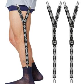 Shirt Stays Adjustable Soft and Smooth Elastic with Non Slip Clips Perfect Sock Garters for Military or Professional