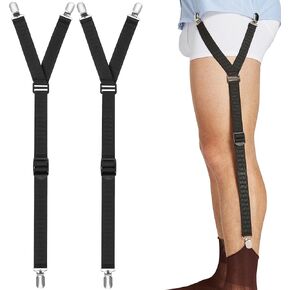 Shirt Stays Adjustable Soft and Smooth Elastic with Non Slip Clips Perfect Sock Garters for Military or Professional