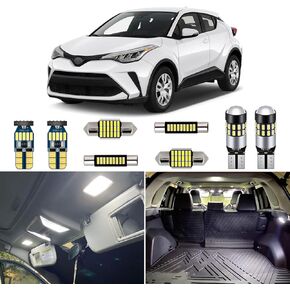 8 Piece White Interior LED Lights Kit for Toyota C-HR CHR 2018 2019 2020 2021 Super Bright 6000K LED Light Bulbs Package + Install Tool