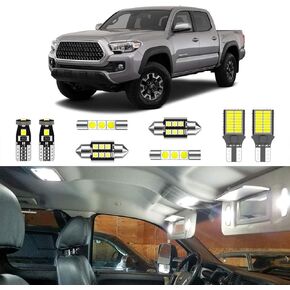 11PCS Super Bright White LED Interior Light Kit Package for Toyota Tacoma 2016 2017 2018 2019 2020 2021 2022 + License Plate Lights + Back Up Reverse Lights and Install Tool