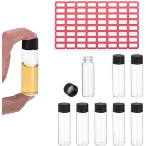 PATIKIL 15ml Clear Glass Vials, 36 Pack Sample Vials with Screw Cap Reagent Media Bottle with Labels Leak-Proof Liquid Vial for Lab
