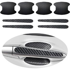 8 PCS Car Door Handle Stickers, Durable Door Bowl Protective Films, Automobile Door Protection Kit, Universal for Most Cars, SUVs and Vans (Carbon Fiber Black)