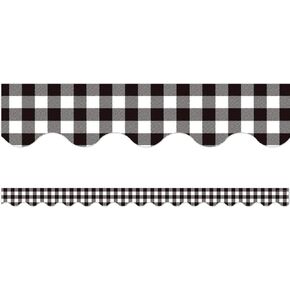 Teacher Created Resources Black and White Gingham Scalloped Border Trim