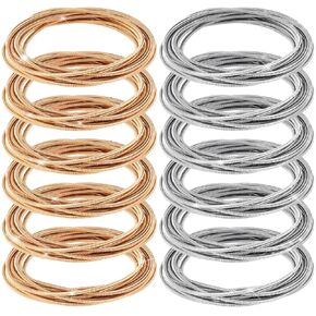 100pcs 2-1/4 inch Guitar String Bracelets for Women, Multi Strand Stackable Spring Coil Spiral Bangle, Boho Metal Memory Wire for Bracelet DIY Craft - 50 Silver & 50 Gold