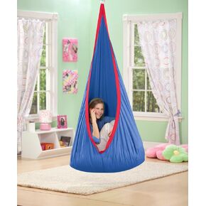 Red Hugglepod Deluxe Hanging Cocoon Chair Hammock Nest with Removable Cushion Cotton Canvas Fabric Machine Washable 175 LBS Max Weight
