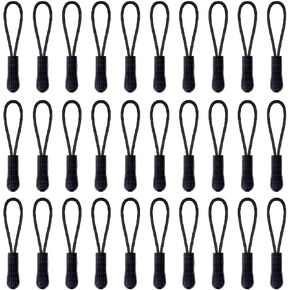 BEADNOVA Durable Zipper Pull Zip Tab Zipper Tag Cord Pull Extension for Handbag Purse Backpack Jacket Bags Coat Boots (Black, 10 PCS)