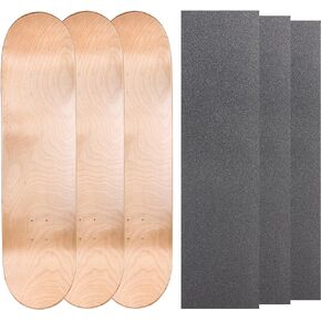Cal 7 Blank Maple Skateboard Decks with Grip Tape (Bundle of 3, Combinations)