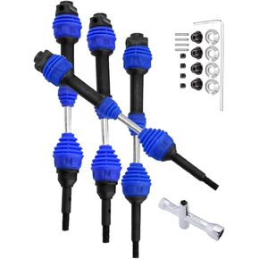 Drive Shaft CVD Upgrades Part for 1/10 Slash VXL 4X4,Hoss VXL 4X4 4WD,Stampede VXL 4X4 4WD,Rustler VXL 4X4 4WD,4Pcs Front Rear Driveshaft Axles Hops Up,Navy Blue